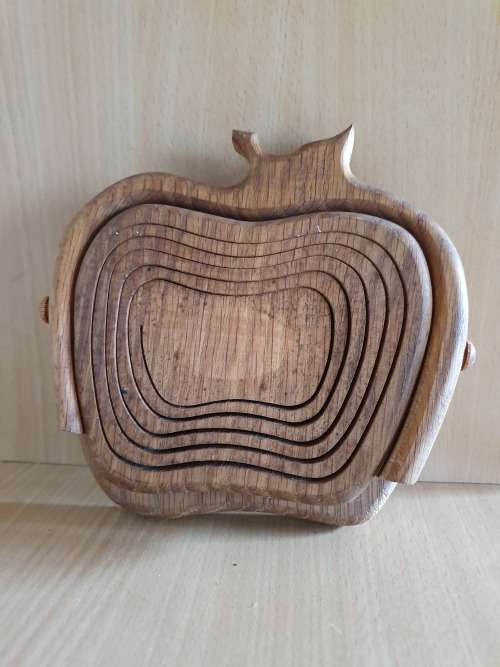Vintage Wooden Apple Shape Collapsible Bowl