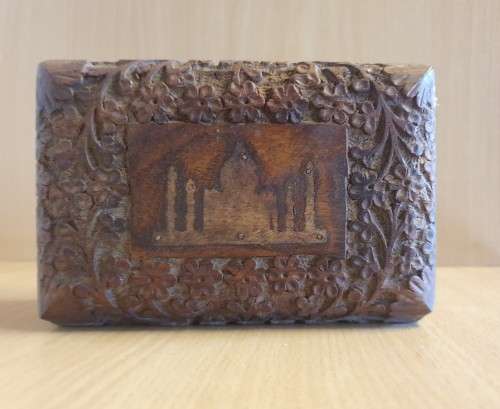 Carved Wooden Box (15cm x 10cm, height 6cm)