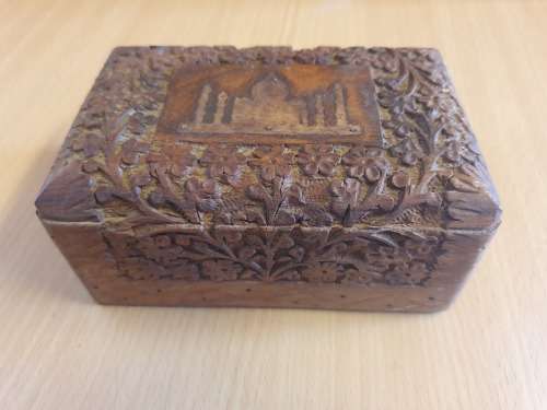 Carved Wooden Box (15cm x 10cm, height 6cm)
