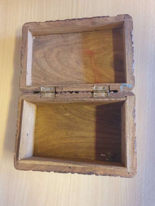 Carved Wooden Box (15cm x 10cm, height 6cm)