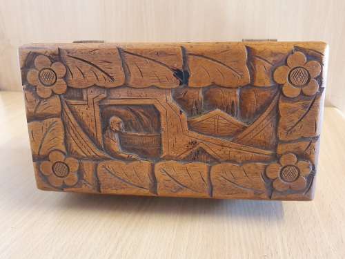 Carved Wooden Camphor Box (20cm x 10cm height 11cm)