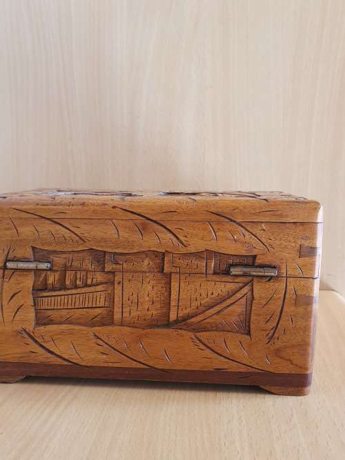 Carved Wooden Camphor Box (20cm x 10cm height 11cm)