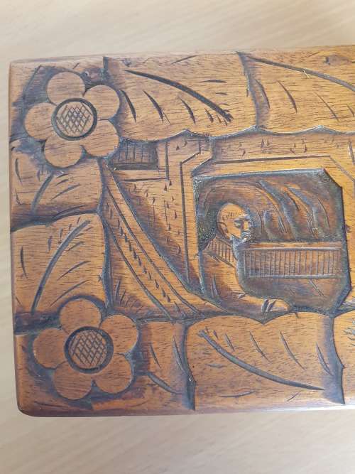 Carved Wooden Camphor Box (20cm x 10cm height 11cm)