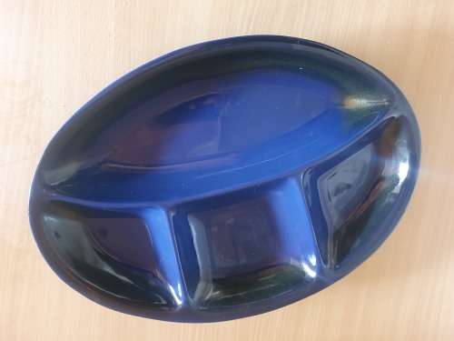 Blue Oval Platter with Dividers (38cm x 27cm)