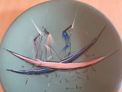 Round Painted Wall Plate - width 23cm
