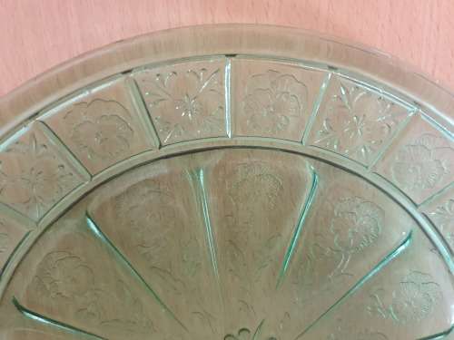 Vintage Round Green Glass Plate - 23cm