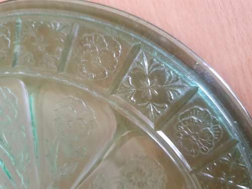Vintage Round Green Glass Plate - 23cm