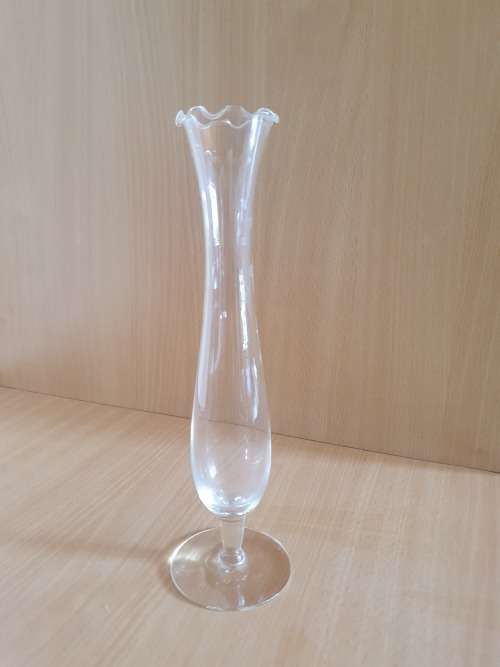 Clear Fluted Glass Vase - height 26cm width 5cm