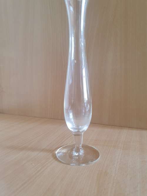 Clear Fluted Glass Vase - height 26cm width 5cm