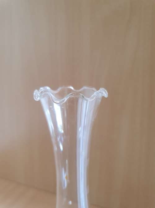 Clear Fluted Glass Vase - height 26cm width 5cm