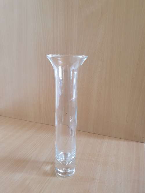 Clear Glass Vase - height 25cm width 7cm