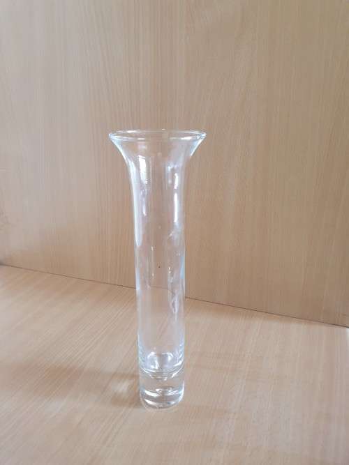 Clear Glass Vase - height 25cm width 7cm