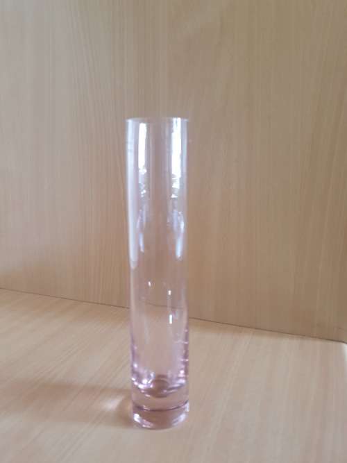 Pink Glass Vase - height 24cm width 4cm