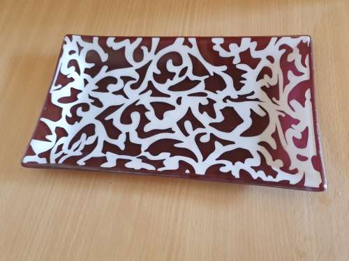 Patterned Glass Platter -  24cm x 14cm