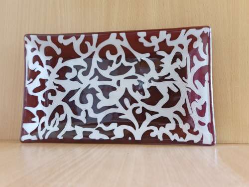 Patterned Glass Platter -  24cm x 14cm