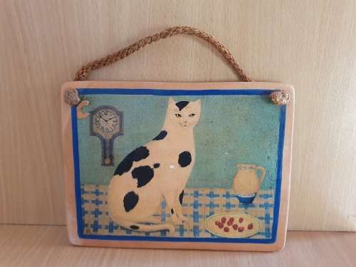 Terracotta Cat Wall Hanging  (14cm x 18cm)