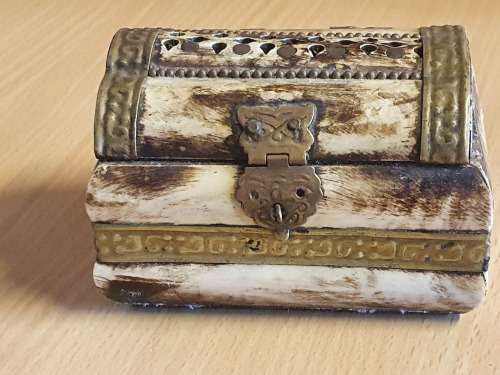 Vintage Brass and Bone Trinket Box made in India