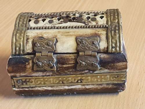 Vintage Brass and Bone Trinket Box made in India