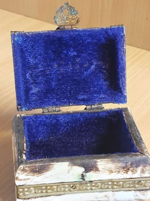 Vintage Brass and Bone Trinket Box made in India