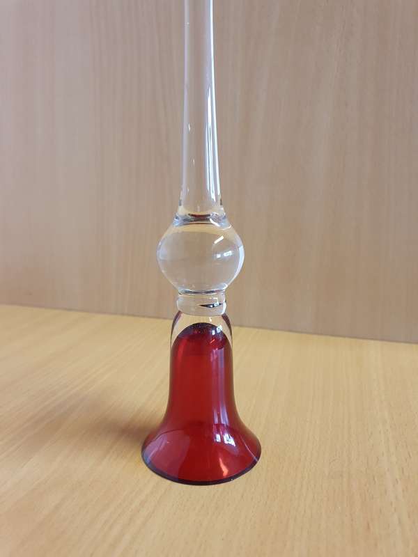 Tall Red & Clear Glass Candle Holder (30cm x 6cm)
