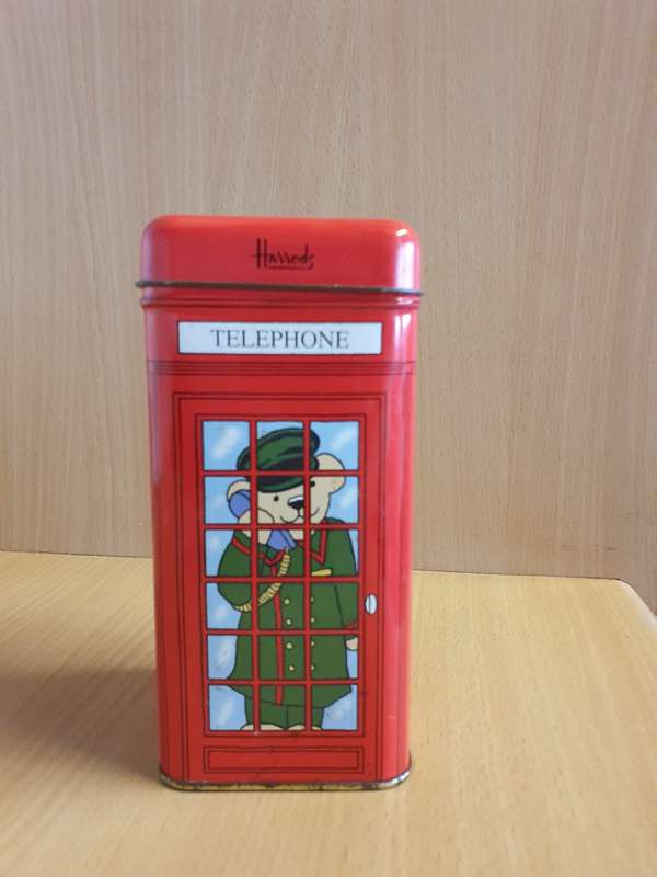 Harrod`s Red Metal Telephone Booth Money Box