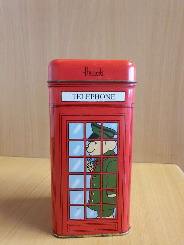 Harrod`s Red Metal Telephone Booth Money Box