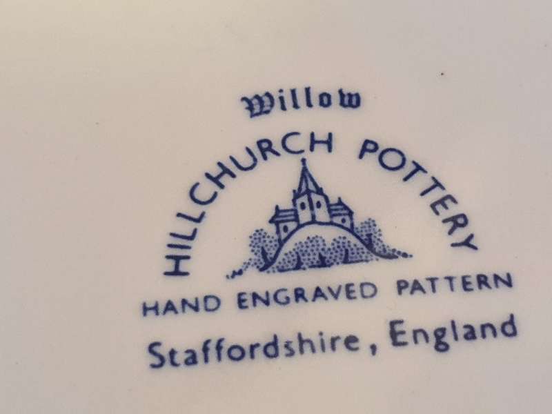 Round Blue & White Hillchurch Pottery Hand Engraved Pattern  Trinket Dish