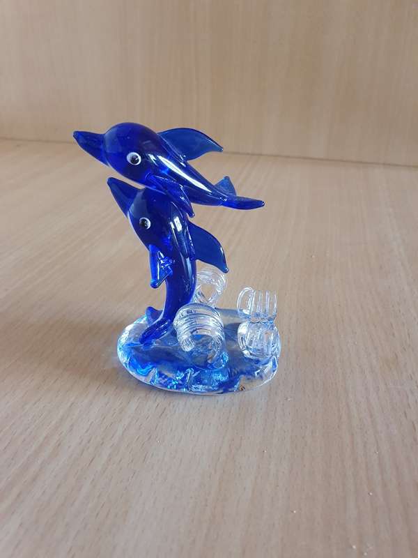 Small Glass Blue Dolphin