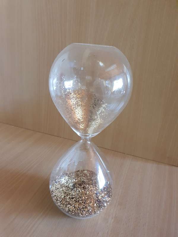 Gold Glitter Glass Hourglass