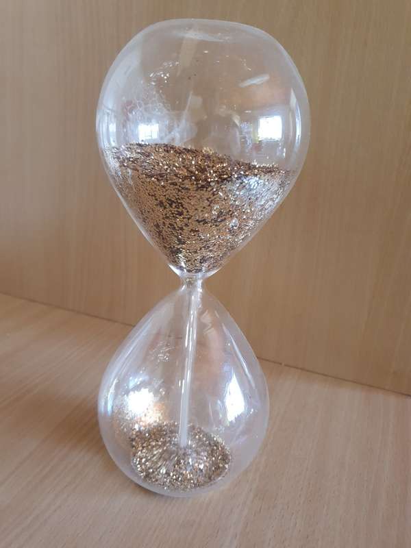Gold Glitter Glass Hourglass