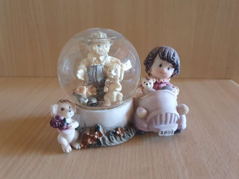 Snow Globe - Boy & Girl with Dogs - height 10cm width 12cm