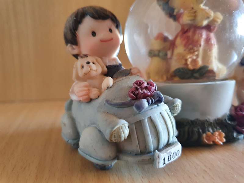 Snow Globe - Boy & Girl with Dogs - height 10cm width 12cm