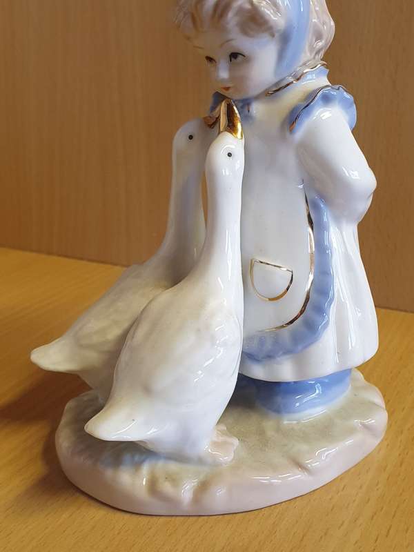 Blue & White Girl Figurine