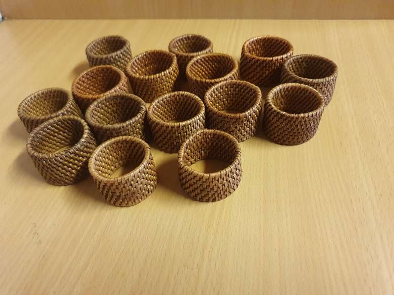 Set of 15 Rattan Napkin Rings