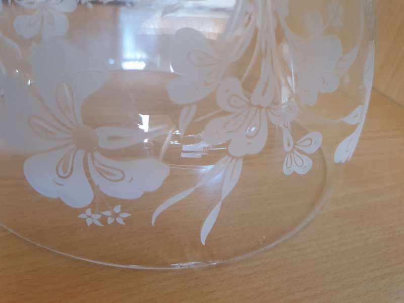 Round Glass Floral Pattern Bowl