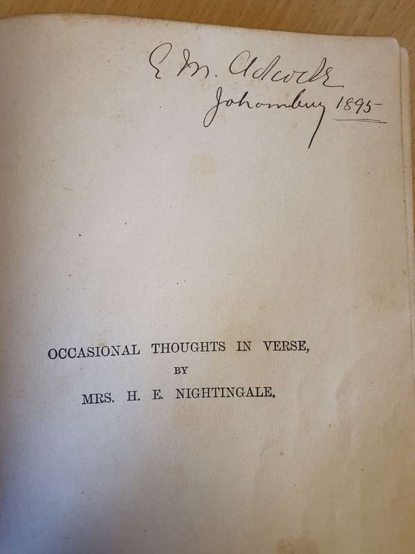 Occassional Thoughts in Verse: Mrs H.E. Nightingale
