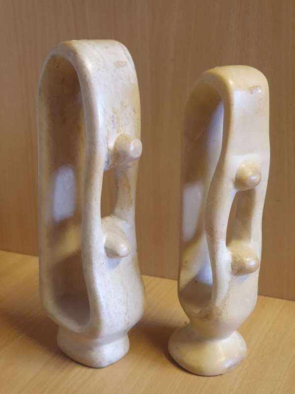 Set of 2 Stoneware Figurines (height 23cm width 7cm, height 20cm width 6cm)