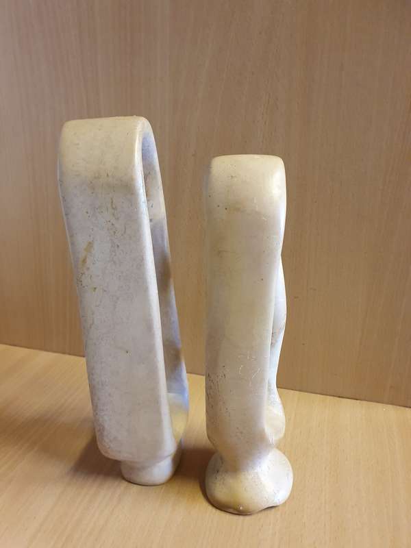 Set of 2 Stoneware Figurines (height 23cm width 7cm, height 20cm width 6cm)