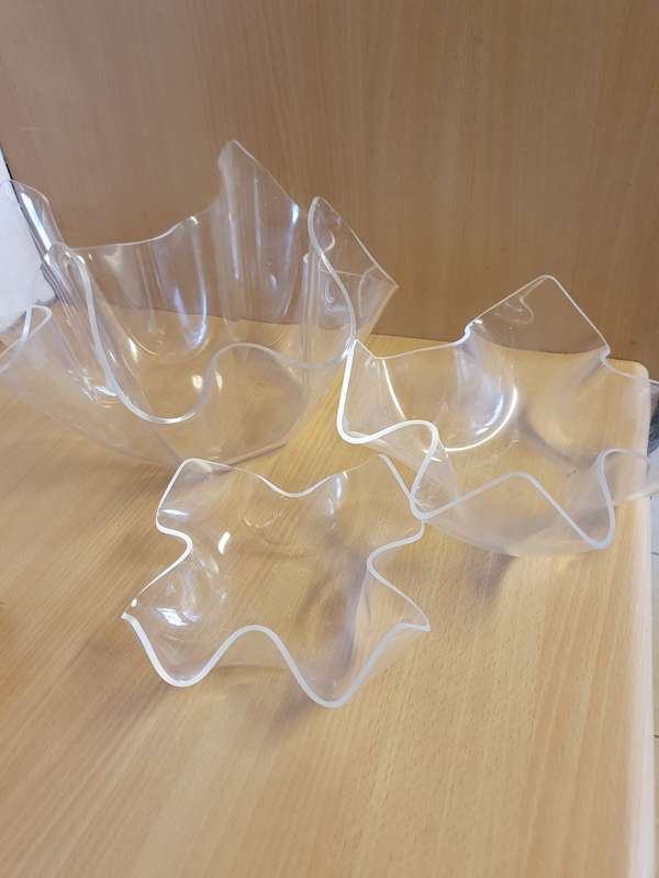 Set of 3 Clear Acrylic Handkerchief Shape Bowls