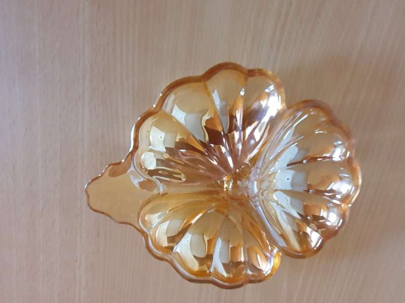 Vintage Scalloped Shape Carnival Glass Sweet Dish