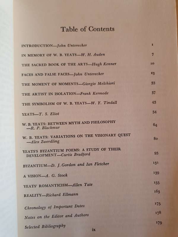 Yeats - A Collection of Critical Essays Edited by John Unterrecker (Paperback)