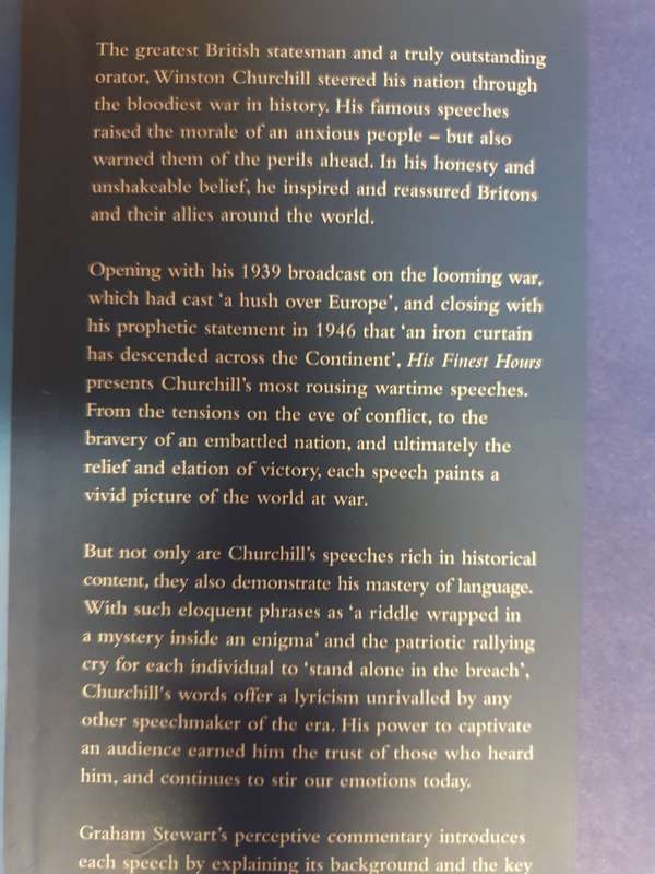His Finest Hour: Graham Stewart   The War Speeches of Winston Churchill (Hardcover)
