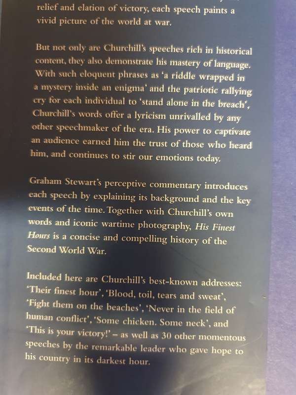 His Finest Hour: Graham Stewart   The War Speeches of Winston Churchill (Hardcover)