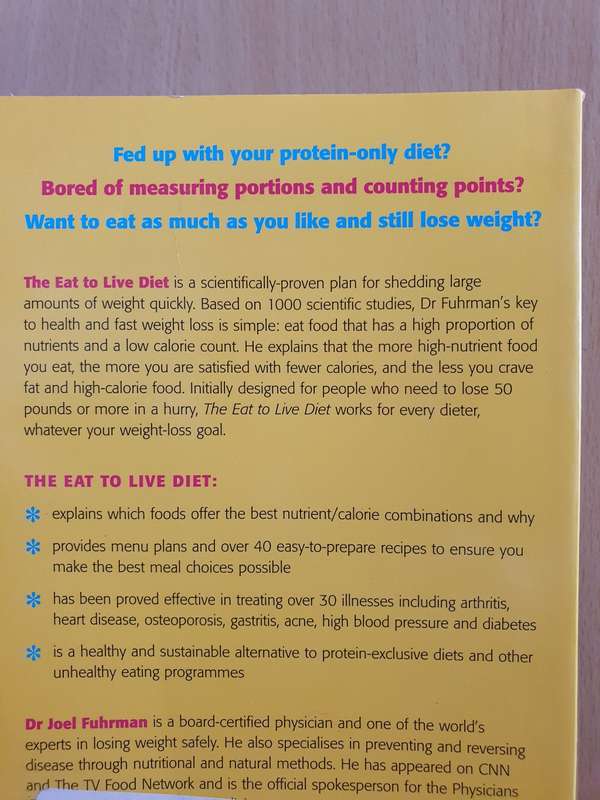 The Eat to Live Diet : Dr Joel Fuhrman (Paperback)