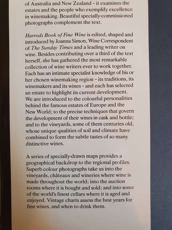 Harrods Book of Fine Wine Edited by Joanna Simon (Hardcover)