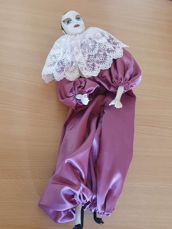 Vintage Porcelain Harlequin Doll