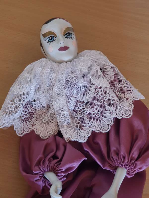 Vintage Porcelain Harlequin Doll