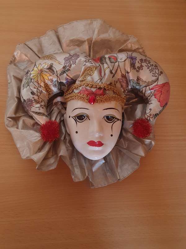 Vintage Porcelain Harlequin Face Wall Decor