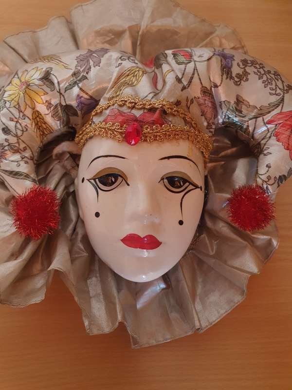Vintage Porcelain Harlequin Face Wall Decor