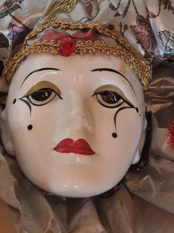Vintage Porcelain Harlequin Face Wall Decor
